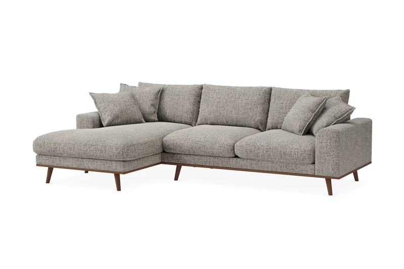 Copenhagen Premium 4-seters Venstrevendt L-formet Dyp Divansofa i Chenille - Grå - Møbler - Sofaer - Sofa med chaiselong
