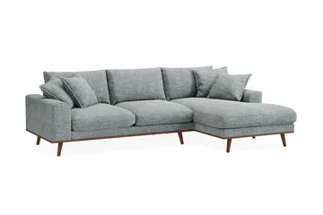 Copenhagen Premium 4-seters Høyrevendt L-formet Dyp Divansofa i Chenille - Grå/blå - Møbler - Sofaer - Sofa med chaiselong