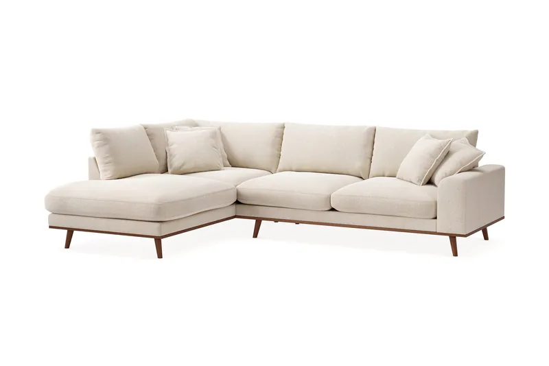 Copenhagen Premium 4-seters Venstrevendt L-formet Dyp Sjeselongsofa i Chenille - Lys beige - Møbler - Sofaer - Sofa med chaiselong