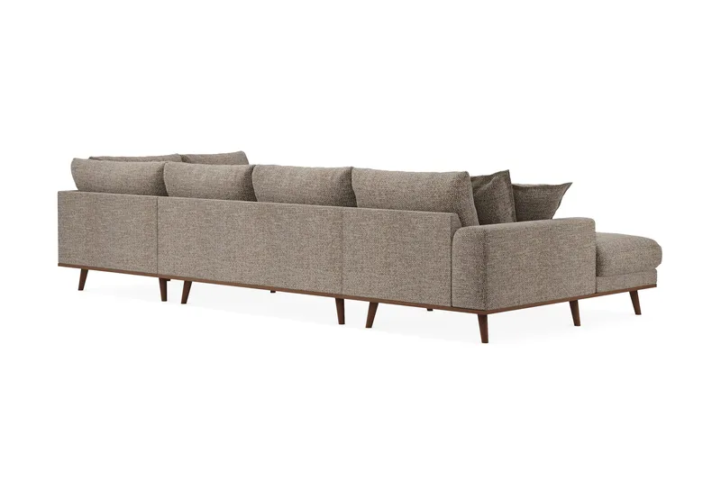 Copenhagen Premium 5-seters Høyrevendt U-formet Dyp Sofa med Divan og Sjeselong i Chenille - Brun - Møbler - Sofaer - U Sofa
