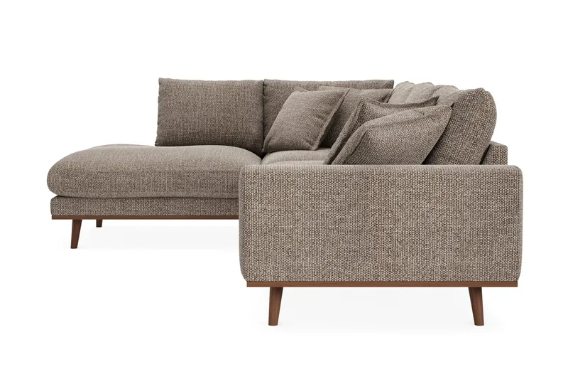 Copenhagen Premium 4-seters Venstrevendt L-formet Dyp Sjeselongsofa i Chenille - Brun - Møbler - Sofaer - Sofa med chaiselong
