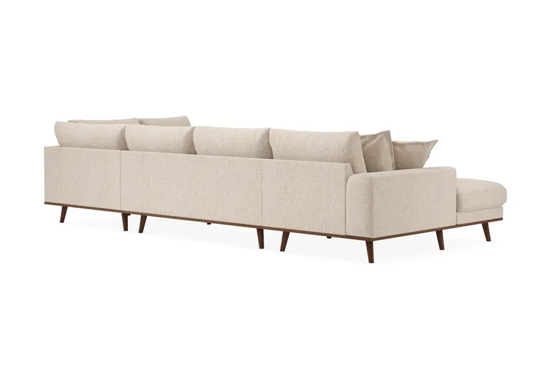 Copenhagen Premium 5-seters Høyrevendt U-formet Dyp Sofa med Divan og Sjeselong i Chenille - Beige - Møbler - Sofaer - U Sofa