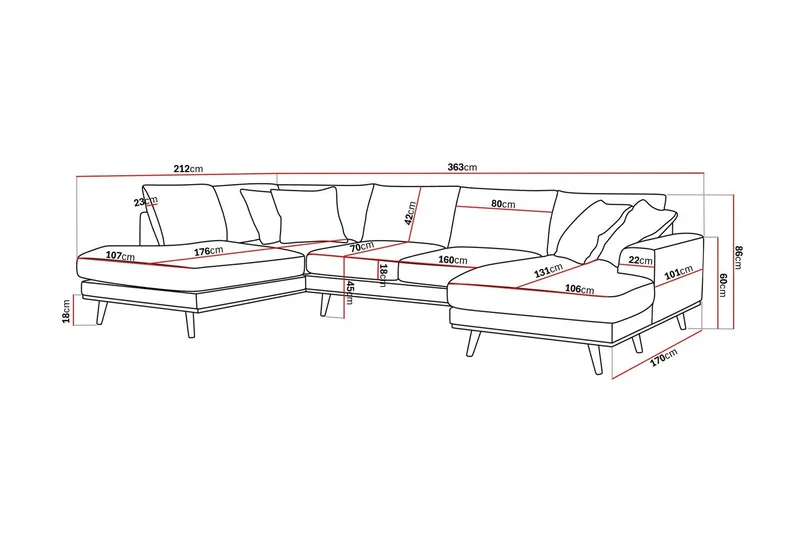 Copenhagen Premium 5-seters Venstrevendt U-formet Dyp Sofa med Divan og Sjeselong i Chenille - Lys beige - Møbler - Sofaer - U Sofa