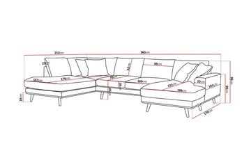 Copenhagen Premium 5-seters Venstrevendt U-formet Dyp Sofa med Divan og Sjeselong i Chenille - Brun - Møbler - Sofaer - U Sofa