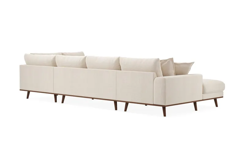 Copenhagen Premium 5-seters Høyrevendt U-formet Dyp Sofa med Divan og Sjeselong i Chenille - Lys beige - Møbler - Sofaer - U Sofa