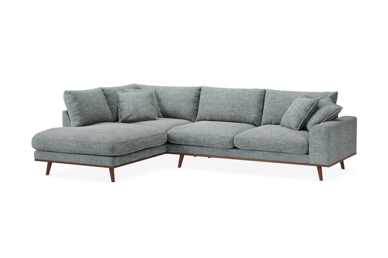 Copenhagen Premium 4-seters Venstrevendt L-formet Dyp Sjeselongsofa i Chenille - Grå/blå - Møbler - Sofaer - Sofa med chaiselong