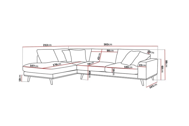 Copenhagen Premium 4-seters Venstrevendt L-formet Dyp Sjeselongsofa i Chenille - Lys beige - Møbler - Sofaer - Sofa med chaiselong