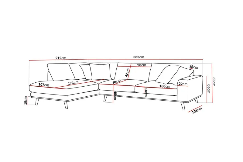 Copenhagen Premium 4-seters Venstrevendt L-formet Dyp Sjeselongsofa i Chenille - Brun - Møbler - Sofaer - Sofa med chaiselong