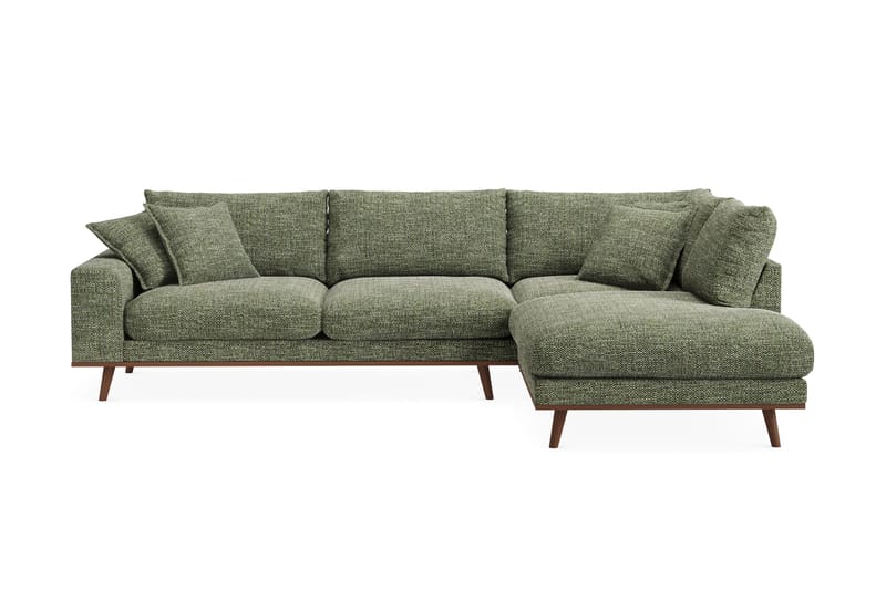 Copenhagen Premium 4-seters Høyrevendt L-formet Dyp Sjeselongsofa i Chenille - Grønn - Møbler - Sofaer - Sofa med chaiselong