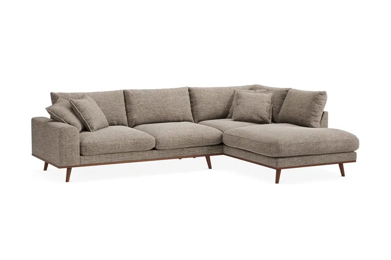 Copenhagen Premium 4-seters Høyrevendt L-formet Dyp Sjeselongsofa i Chenille - Brun - Møbler - Sofaer - Sofa med chaiselong
