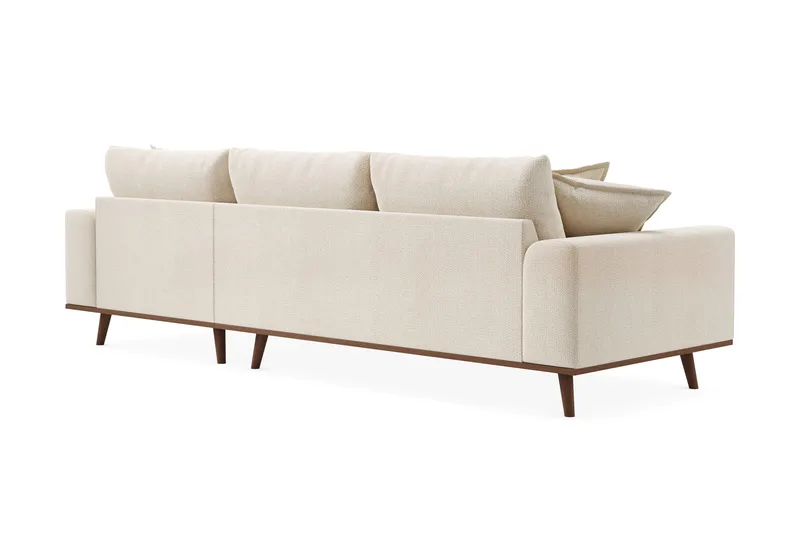 Copenhagen Premium 4-seters Høyrevendt L-formet Dyp Divansofa i Chenille - Lys beige - Møbler - Sofaer - Sofa med chaiselong