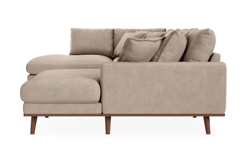 Copenhagen Premium 5-seters Venstrevendt U-formet Dyp Sofa med Divan og Sjeselong i Stof - Lysebrun - Møbler - Sofaer - U Sofa