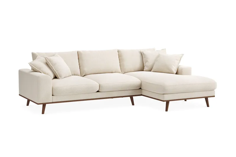 Copenhagen Premium 4-seters Høyrevendt L-formet Dyp Divansofa i Chenille - Lys beige - Møbler - Sofaer - Sofa med chaiselong