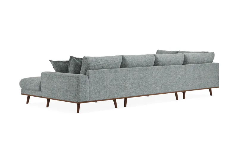 Copenhagen Premium 5-seters Venstrevendt U-formet Dyp Sofa med Divan og Sjeselong i Chenille - Grå/blå - Møbler - Sofaer - U Sofa