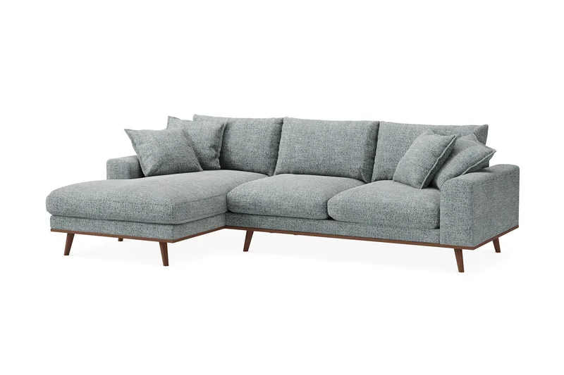 Copenhagen Premium 4-seters Venstrevendt L-formet Dyp Divansofa i Chenille - Grå/blå - Møbler - Sofaer - Sofa med chaiselong