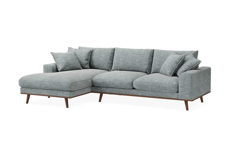 Copenhagen Premium 4-seters Venstrevendt L-formet Dyp Divansofa i Chenille - Grå/blå - Møbler - Sofaer - Sofa med chaiselong