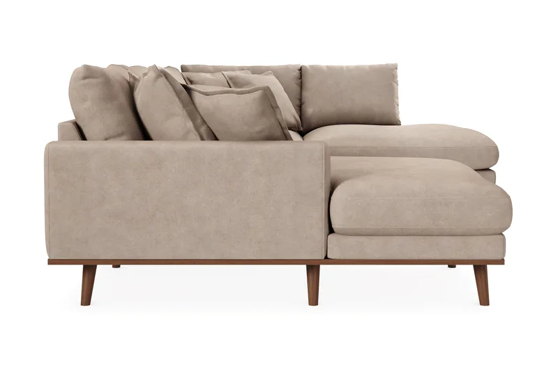 Copenhagen Premium 5-seters Høyrevendt U-formet Dyp Sofa med Divan og Sjeselong i Stof - Lysebrun - Møbler - Sofaer - U Sofa