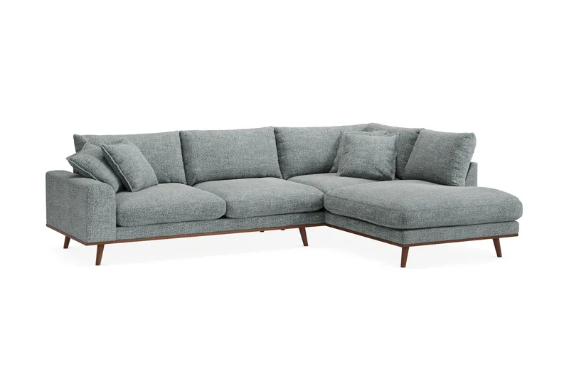Copenhagen Premium 4-seters Høyrevendt L-formet Dyp Sjeselongsofa i Chenille - Grå/blå - Møbler - Sofaer - Sofa med chaiselong