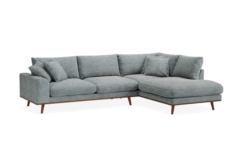 Copenhagen Premium 4-seters Høyrevendt L-formet Dyp Sjeselongsofa i Chenille - Grå/blå - Møbler - Sofaer - Sofa med chaiselong
