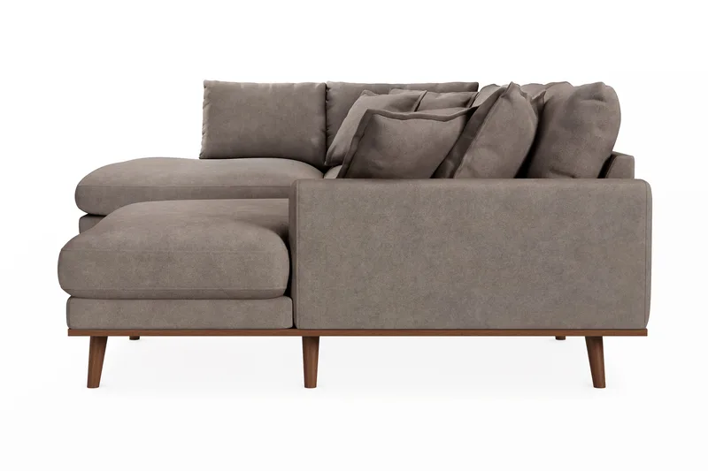 Copenhagen Premium 5-seters Venstrevendt U-formet Dyp Sofa med Divan og Sjeselong i Stof - Brun - Møbler - Sofaer - U Sofa