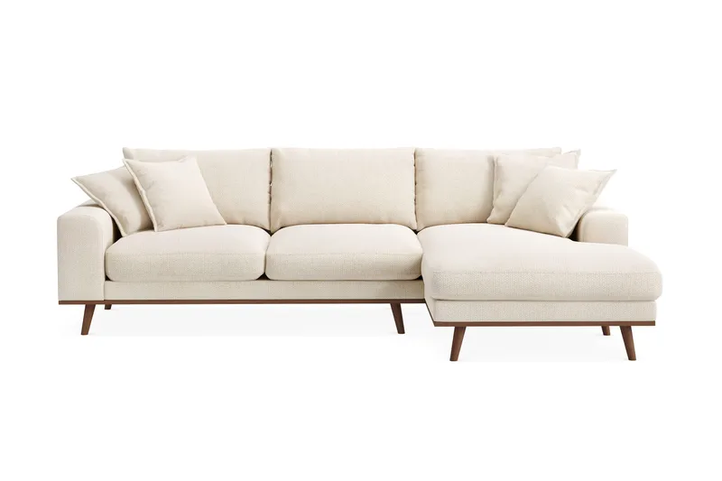Copenhagen Premium 4-seters Høyrevendt L-formet Dyp Divansofa i Chenille - Lys beige - Møbler - Sofaer - Sofa med chaiselong