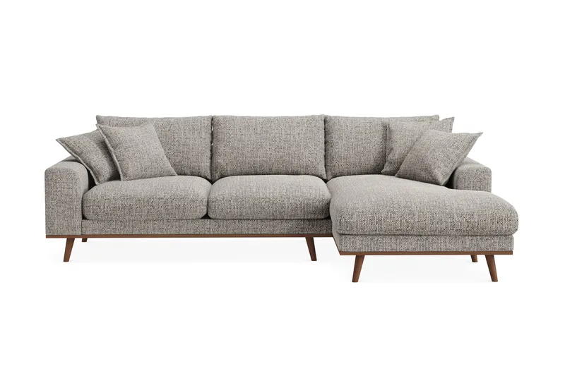 Copenhagen Premium 4-seters Høyrevendt L-formet Dyp Divansofa i Chenille, Grå