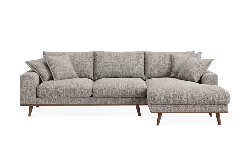 Copenhagen Premium 4-seters Høyrevendt L-formet Dyp Divansofa i Chenille - Grå - Møbler - Sofaer - Sofa med chaiselong