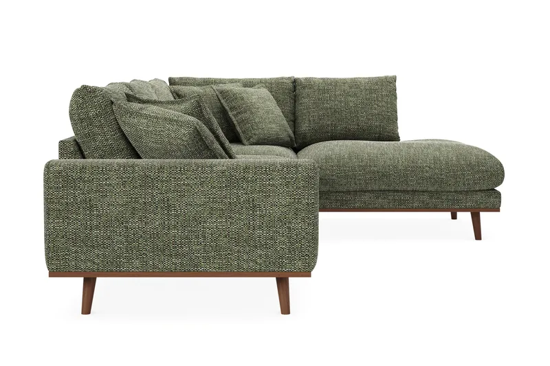 Copenhagen Premium 4-seters Høyrevendt L-formet Dyp Sjeselongsofa i Chenille - Grønn - Møbler - Sofaer - Sofa med chaiselong