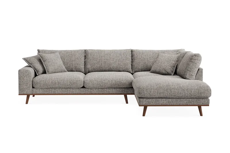 Copenhagen Premium 4-seters Høyrevendt L-formet Dyp Sjeselongsofa i Chenille - Grå - Møbler - Sofaer - Sofa med chaiselong