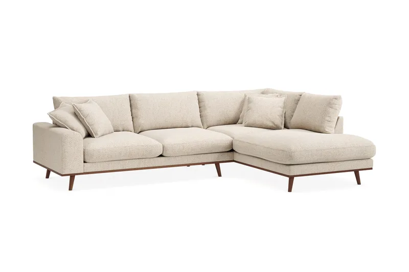 Copenhagen Premium 4-seters Høyrevendt L-formet Dyp Sjeselongsofa i Chenille - Beige - Møbler - Sofaer - Sofa med chaiselong