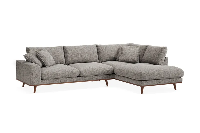 Copenhagen Premium 4-seters Høyrevendt L-formet Dyp Sjeselongsofa i Chenille - Grå - Møbler - Sofaer - Sofa med chaiselong