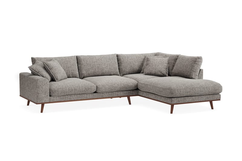 Copenhagen Premium 4-seters Høyrevendt L-formet Dyp Sjeselongsofa i Chenille - Grå - Møbler - Sofaer - Sofa med chaiselong