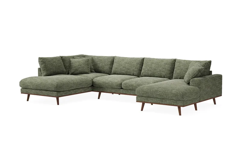 Copenhagen Premium 5-seters Venstrevendt U-formet Dyp Sofa med Divan og Sjeselong i Chenille - Grønn - Møbler - Sofaer - U Sofa