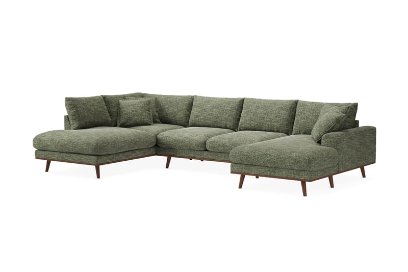 Copenhagen Premium 5-seters Venstrevendt U-formet Dyp Sofa med Divan og Sjeselong i Chenille - Grønn - Møbler - Sofaer - U Sofa