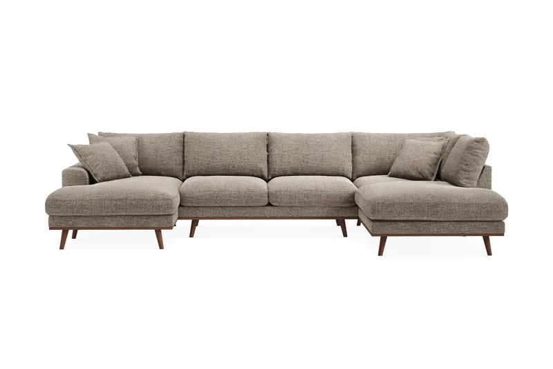 Copenhagen Premium 5-seters Høyrevendt U-formet Dyp Sofa med Divan og Sjeselong i Chenille - Brun - Møbler - Sofaer - U Sofa
