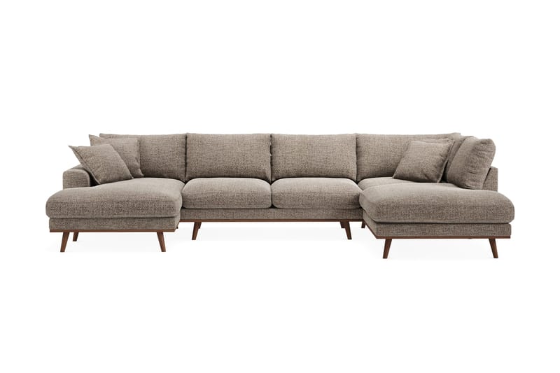 Copenhagen Premium 5-seters Høyrevendt U-formet Dyp Sofa med Divan og Sjeselong i Chenille - Brun - Møbler - Sofaer - U Sofa