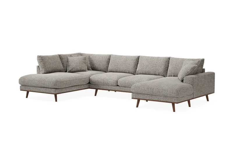 Copenhagen Premium 5-seters Venstrevendt U-formet Dyp Sofa med Divan og Sjeselong i Chenille - Grå - Møbler - Sofaer - U Sofa