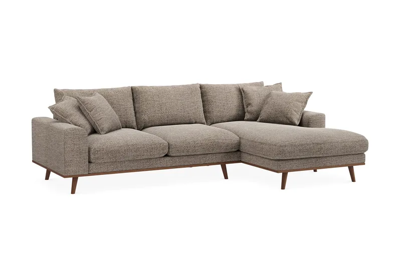 Copenhagen Premium 4-seters Høyrevendt L-formet Dyp Divansofa i Chenille - Brun - Møbler - Sofaer - Sofa med chaiselong