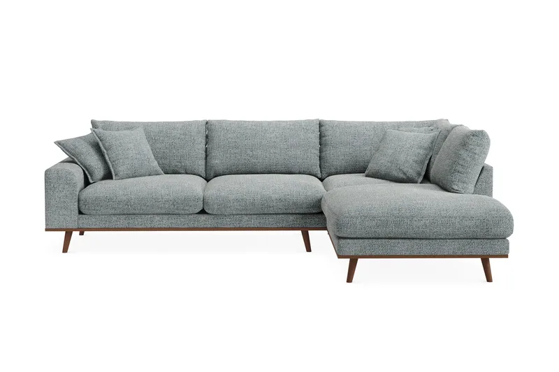 Copenhagen Premium 4-seters Høyrevendt L-formet Dyp Sjeselongsofa i Chenille - Grå/blå - Møbler - Sofaer - Sofa med chaiselong