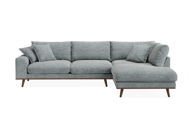 Copenhagen Premium 4-seters Høyrevendt L-formet Dyp Sjeselongsofa i Chenille - Grå/blå - Møbler - Sofaer - Sofa med chaiselong