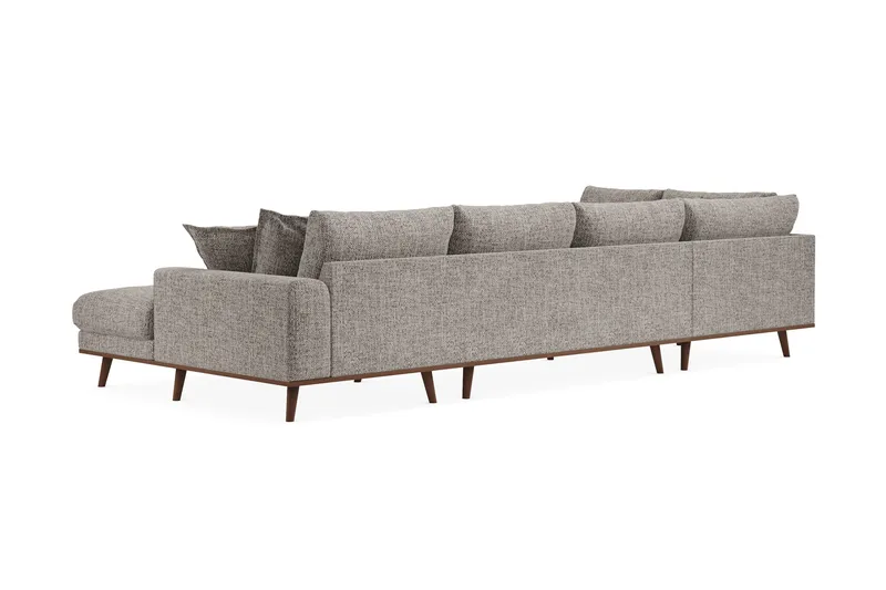 Copenhagen Premium 5-seters Venstrevendt U-formet Dyp Sofa med Divan og Sjeselong i Chenille - Grå - Møbler - Sofaer - U Sofa