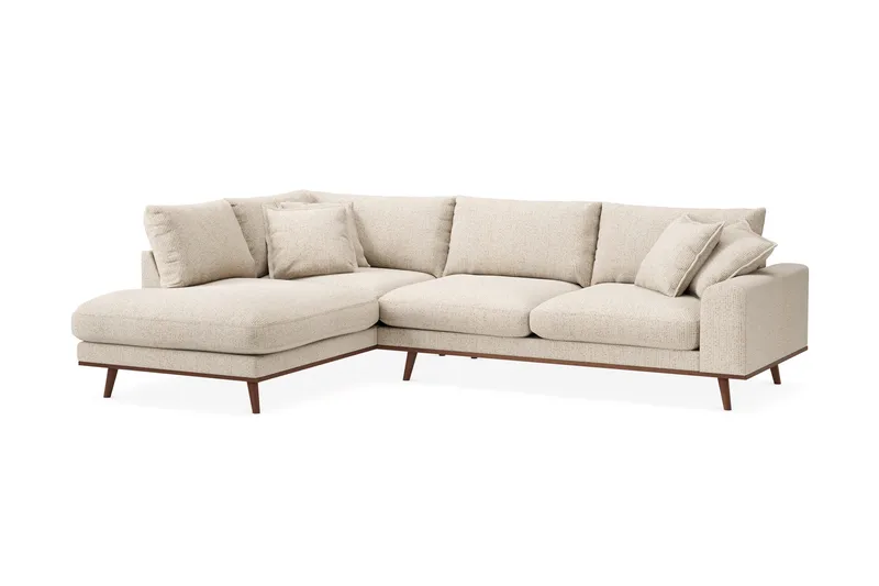 Copenhagen Premium 4-seters Venstrevendt L-formet Dyp Sjeselongsofa i Chenille - Beige - Møbler - Sofaer - Sofa med chaiselong