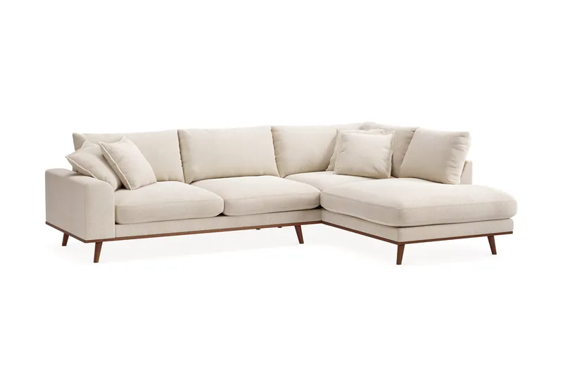 Copenhagen Premium 4-seters Høyrevendt L-formet Dyp Sjeselongsofa i Chenille - Lys beige - Møbler - Sofaer - Sofa med chaiselong