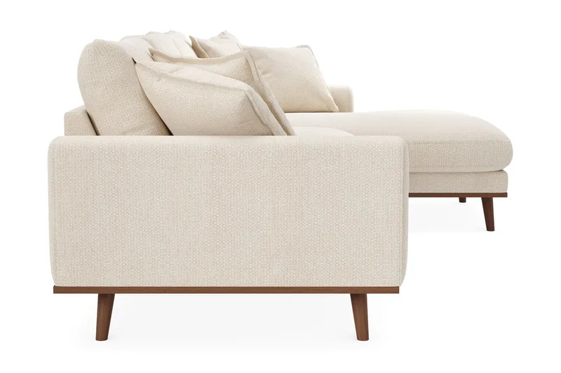 Copenhagen Premium 4-seters Høyrevendt L-formet Dyp Divansofa i Chenille - Lys beige - Møbler - Sofaer - Sofa med chaiselong