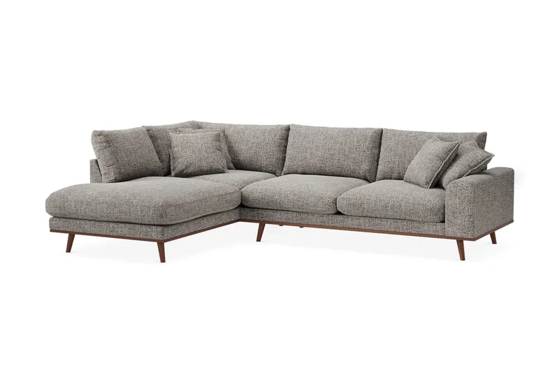 Copenhagen Premium 4-seters Venstrevendt L-formet Dyp Sjeselongsofa i Chenille - Grå - Møbler - Sofaer - Sofa med chaiselong