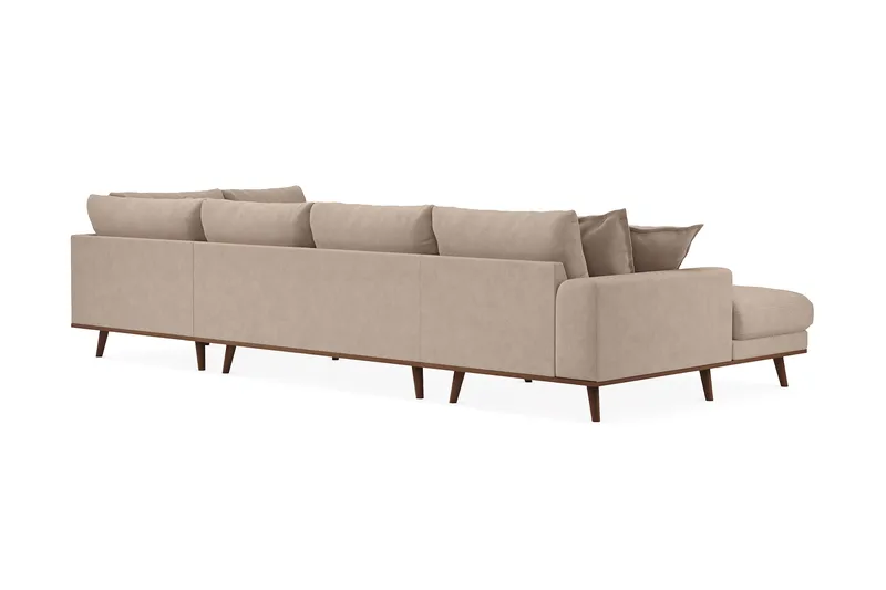 Copenhagen Premium 5-seters Høyrevendt U-formet Dyp Sofa med Divan og Sjeselong i Stof - Lysebrun - Møbler - Sofaer - U Sofa
