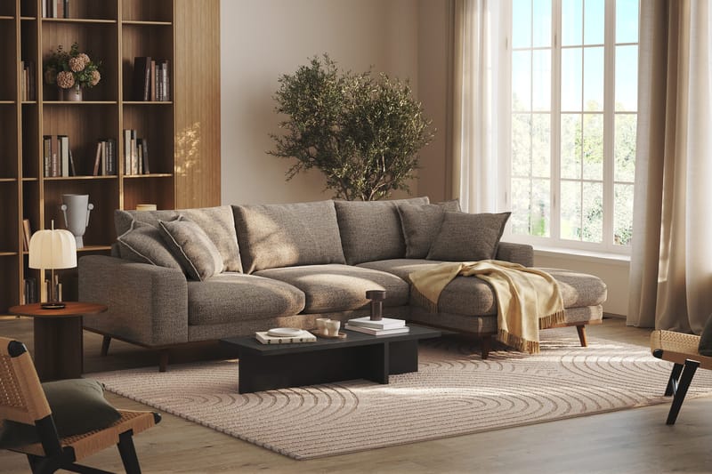 Copenhagen Premium 4-seters Høyrevendt L-formet Dyp Divansofa i Chenille - Brun - Møbler - Sofaer - Sofa med chaiselong