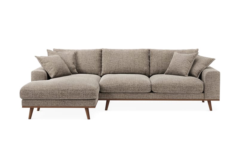 Copenhagen Premium 4-seters Venstrevendt L-formet Dyp Divansofa i Chenille, Brun