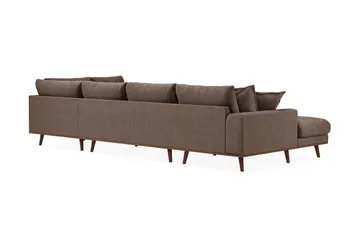 Copenhagen Premium 5-seters Høyrevendt U-formet Dyp Sofa med Divan og Sjeselong i Stof - Mørkebrun - Møbler - Sofaer - U Sofa