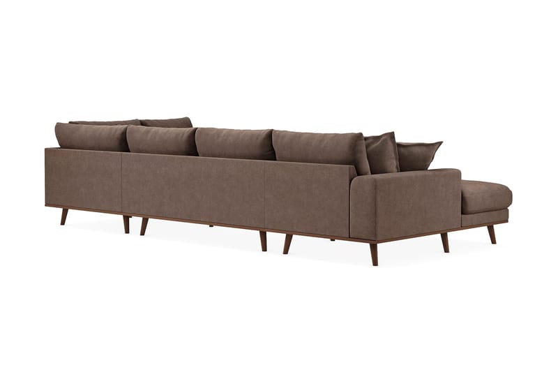 Copenhagen Premium 5-seters Høyrevendt U-formet Dyp Sofa med Divan og Sjeselong i Stof - Mørkebrun - Møbler - Sofaer - U Sofa